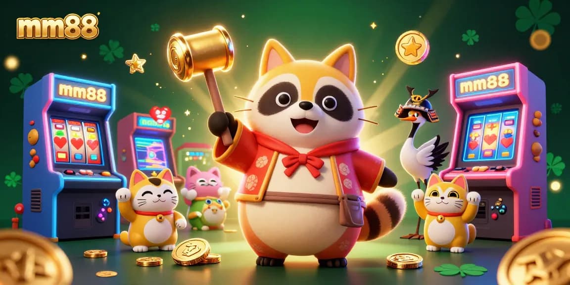 Play exciting games and win at MM88 with vibrant animated characters and casino elements.