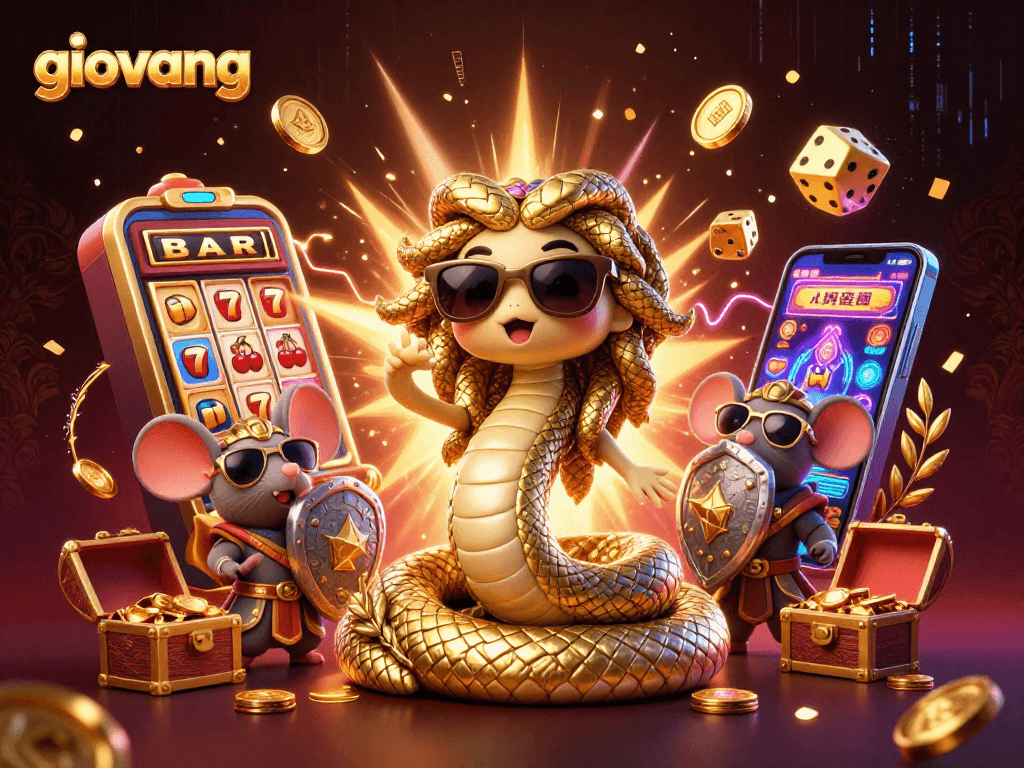Experience thrilling wins on giovang's vibrant 3D casino scene filled with playful characters and dynamic game elements.