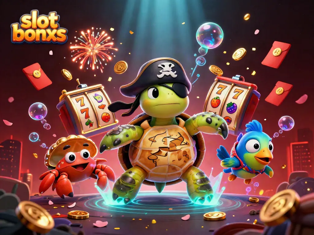 Win big with dynamic slot bonus features in this vibrant casino scene.