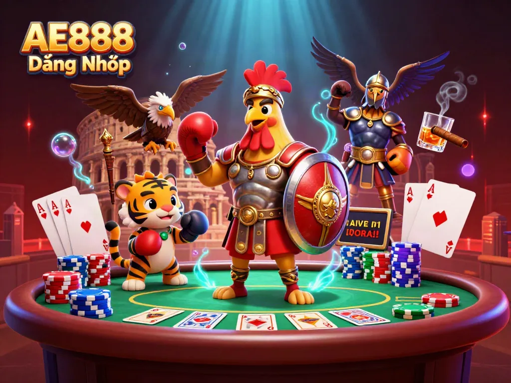 Engage with AE888 Đăng Nhập through thrilling poker gaming action in an animated arena.
