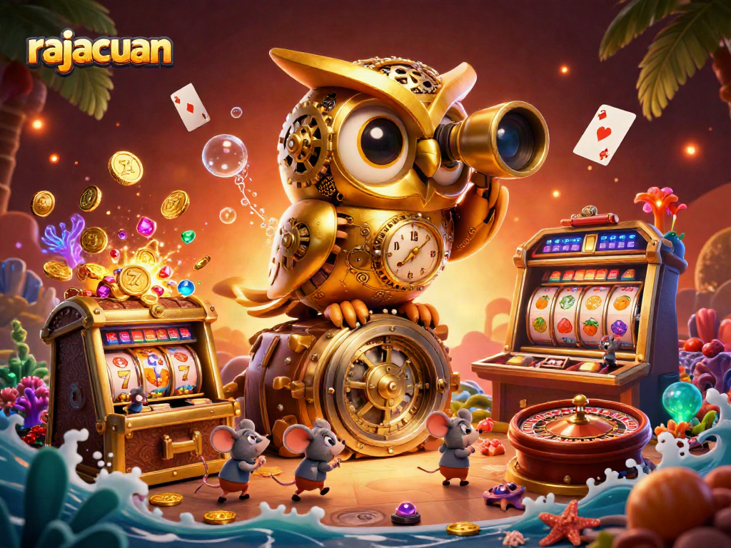 Experience exhilarating slots and casino action with rajacuan in this vibrant, detailed illustration.