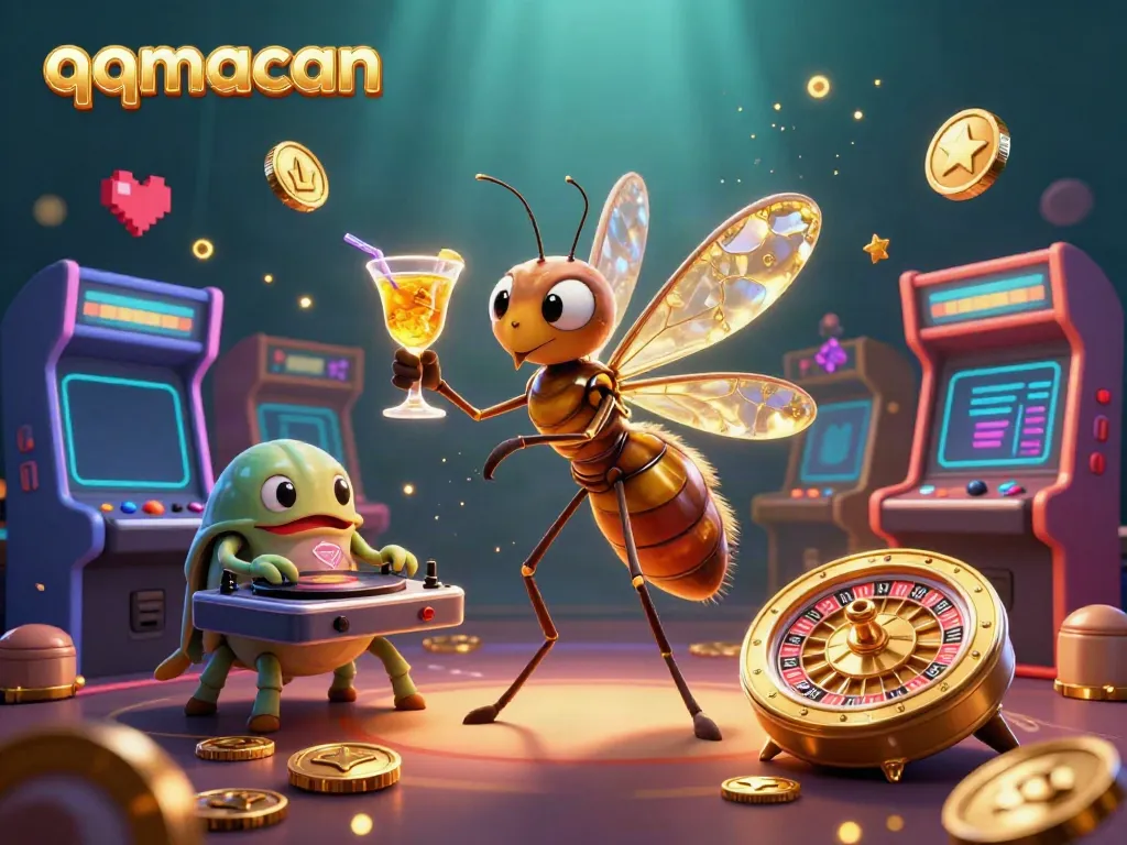 Experience the thrills at qqmacan with vibrant characters and dynamic casino game elements combining gaming diversity.
