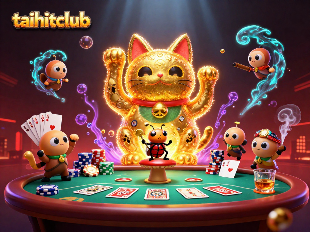 Immerse in the excitement as taihitclub brings a vibrant 3D lucky cat controlled by a conductor in a lively casino scene.