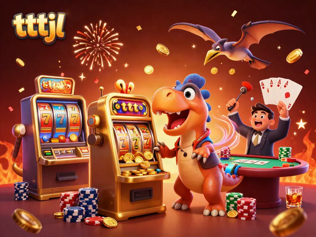 Witness tttjl's thrilling casino adventure with a pachycephalosaurus winning jackpots!