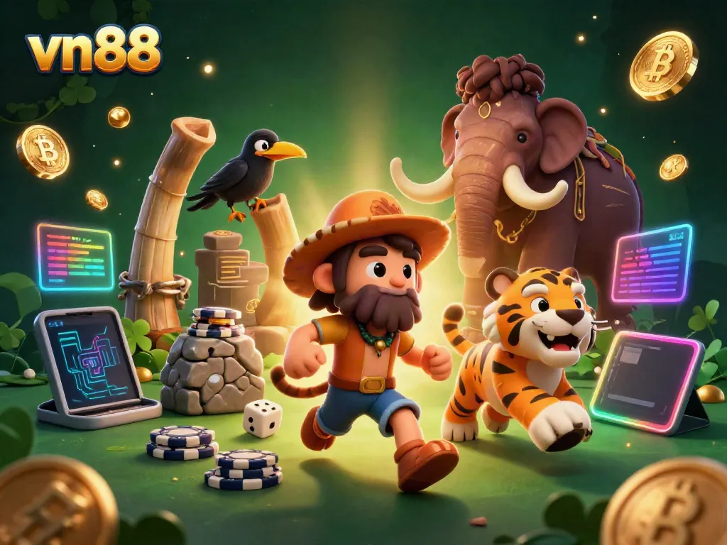 Experience thrilling gameplay at vn88 with vibrant 3D illustrations of a casino world.