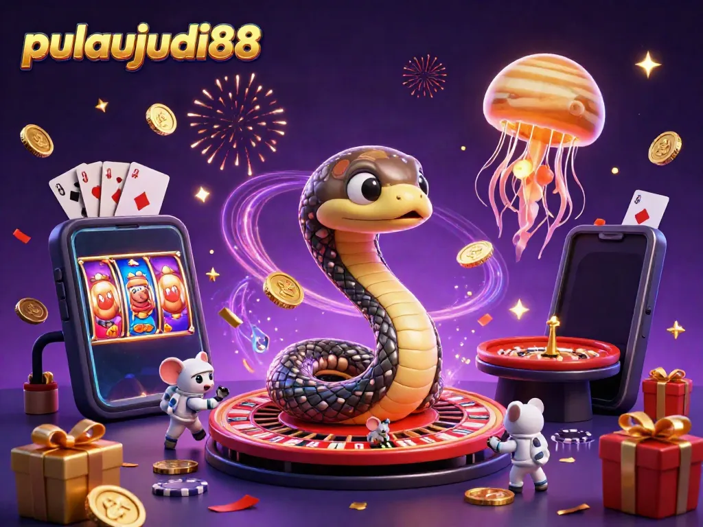 Permainan slot di pulaujudi88 dengan efek visual menawan, menampilkan reptil Saturnus dan dealer jeli emas yang menghibur.