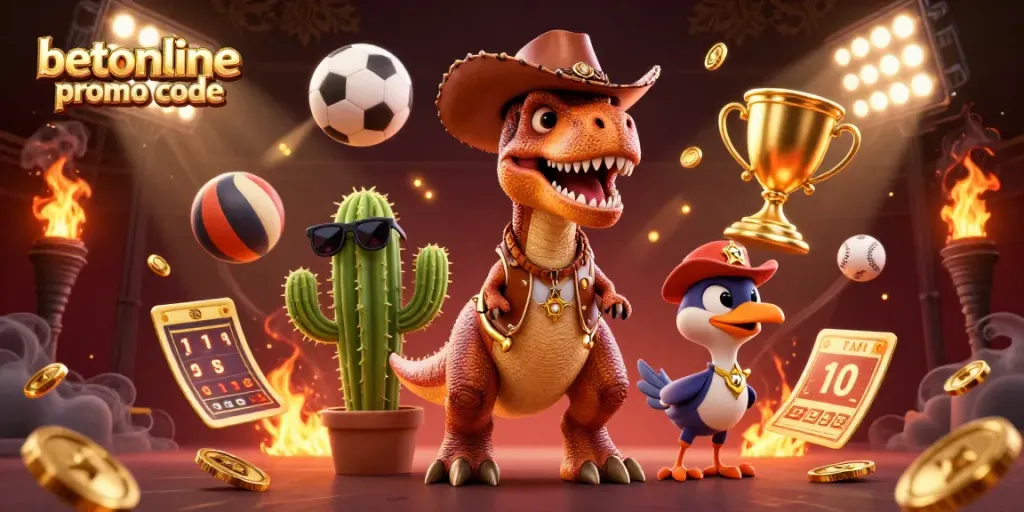 Engage with the betonline promo code for thrilling bonuses in this dynamic 3D gambling scene.