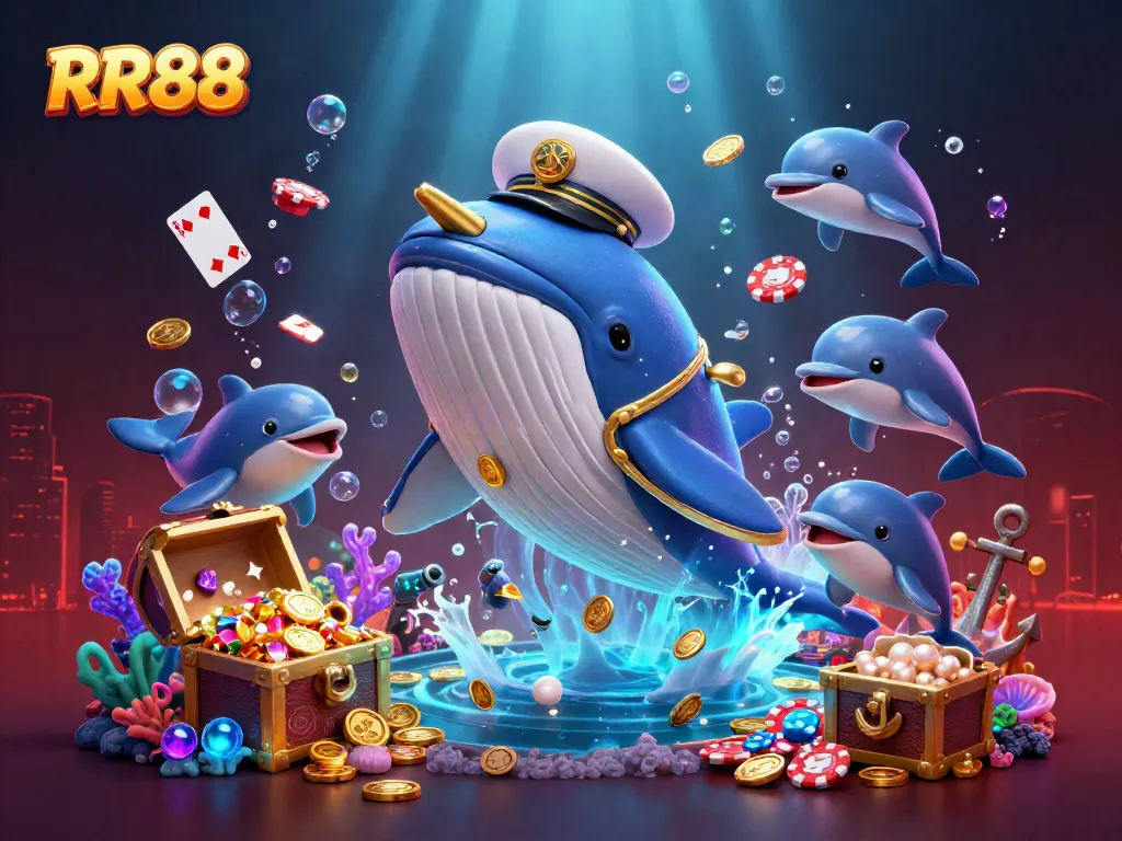 Experience the thrilling world of RR88 with cartoon sea characters celebrating luck and wealth.