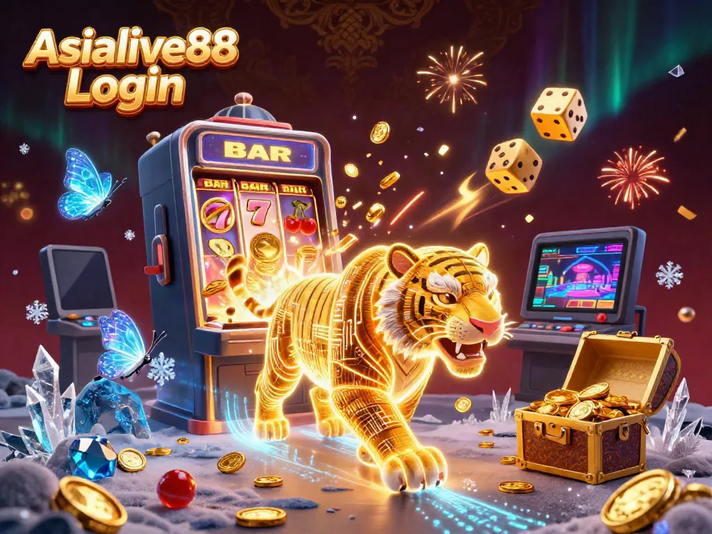 Experience Asialive88 Login with vibrant casino action featuring a golden tiger and slot machine.