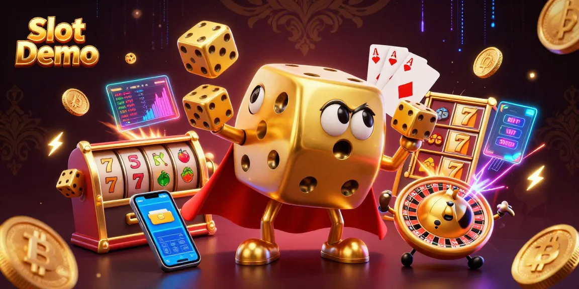 Engage with Slot Demo featuring vibrant casino characters and dynamic slot elements in an energetic digital illustration.