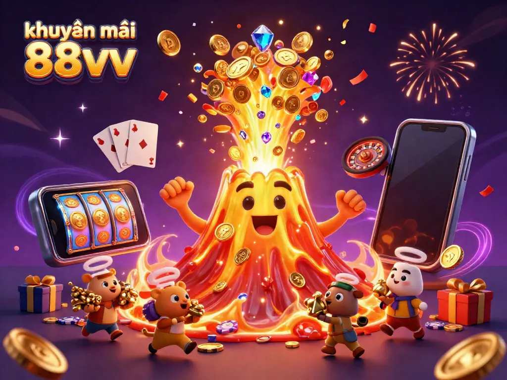 Experience thrilling khuyễn mãi 88vv as the golden volcano erupts with treasures and game elements.