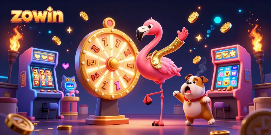 Zowin players enjoy a vibrant casino experience with colorful characters and thrilling games.