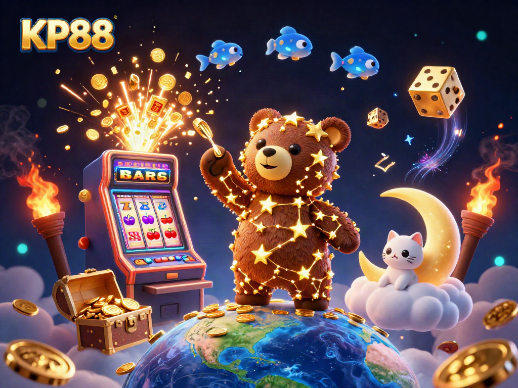 Engage in winning strategies at KP88 with a vibrant illustration of the energetic casino world.