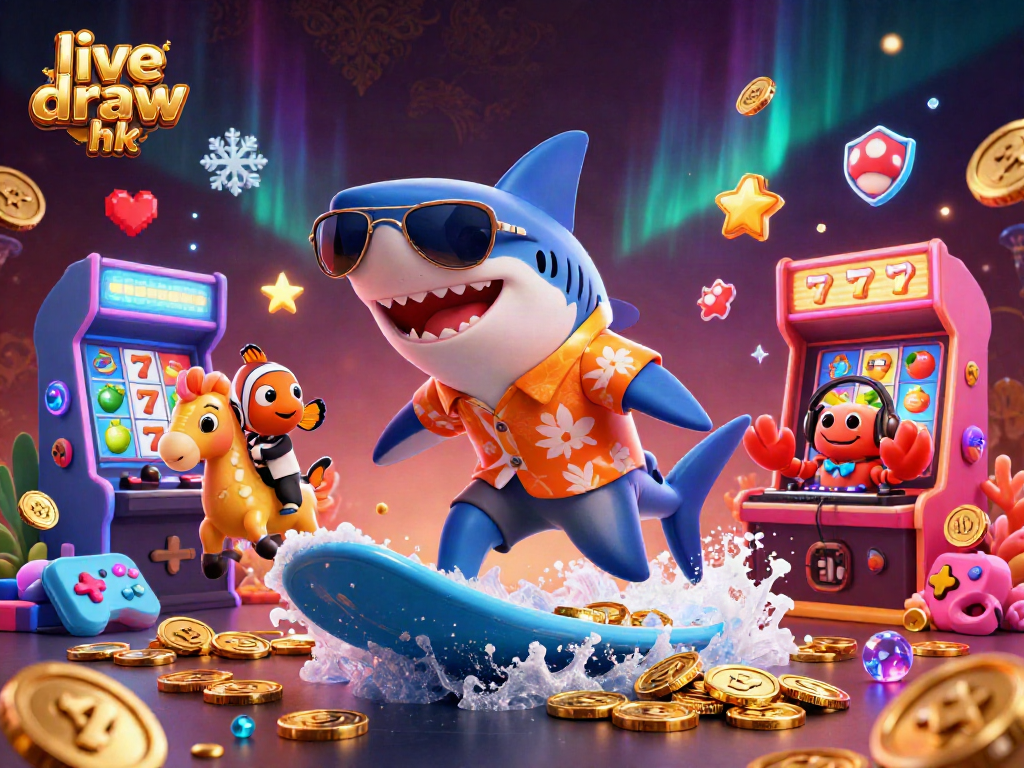 Experience live draw hk with a vibrant 3D casino scene featuring unique characters and slot themes.