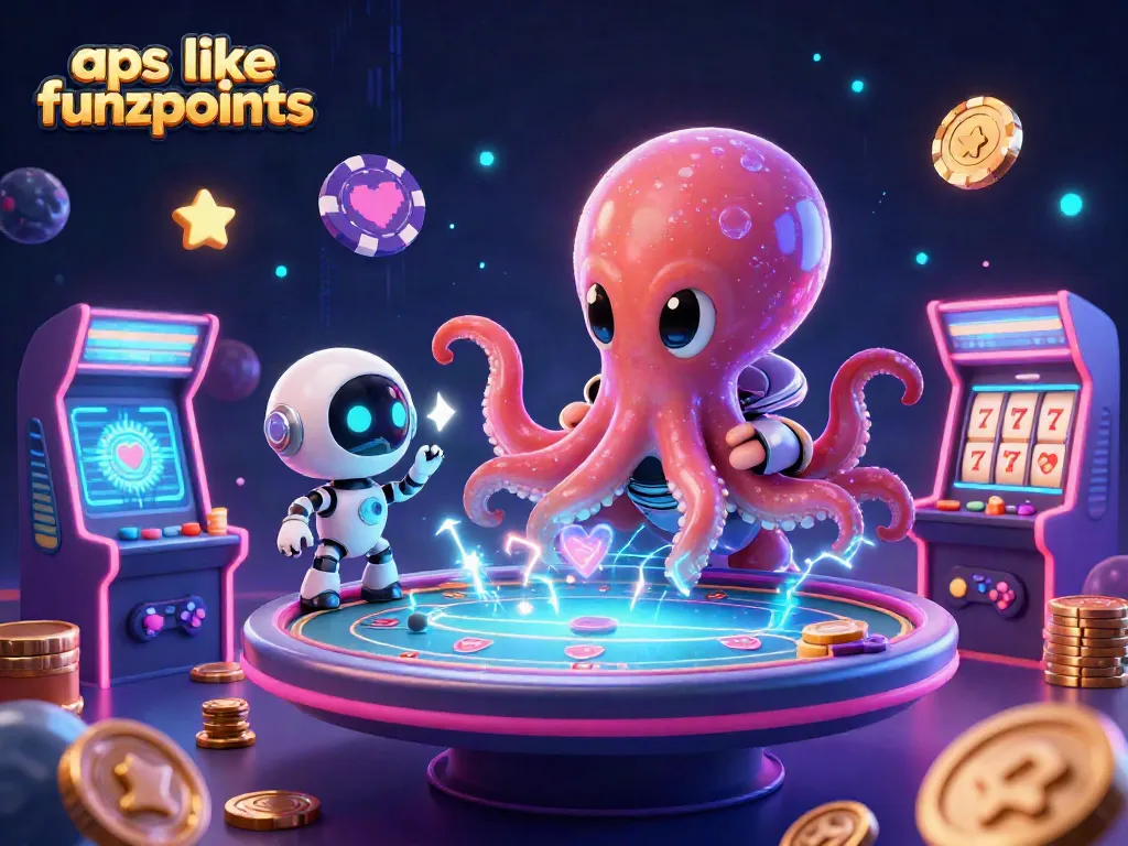 Play on apps like Funzpoints with this exciting illustration of a space octopus at a holographic poker table.