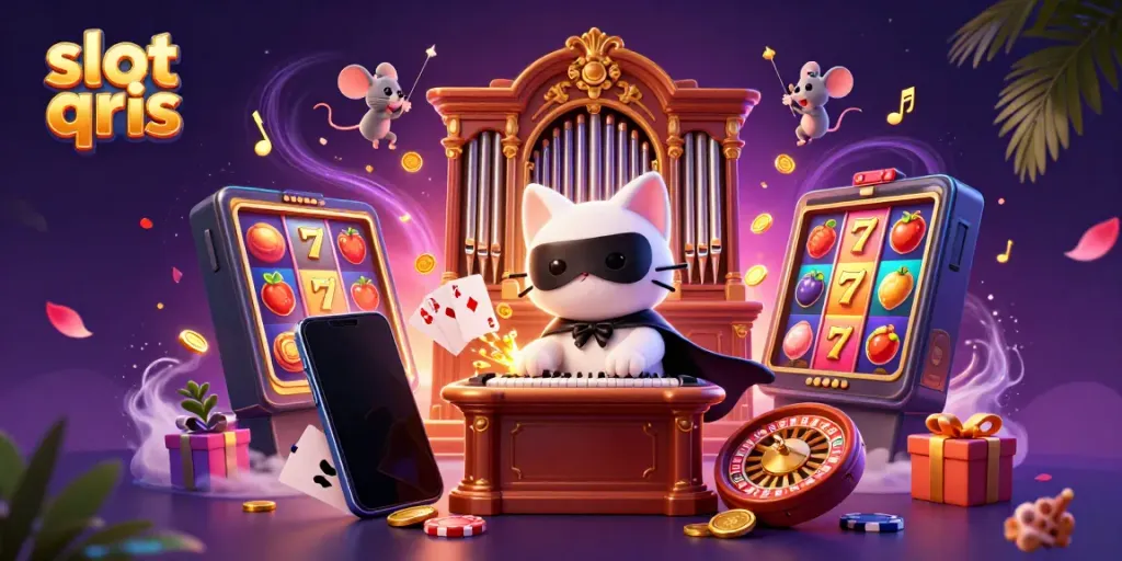 Experience thrilling slot qris action with a vibrant 3D casino scene featuring lucky symbols and golden rewards.