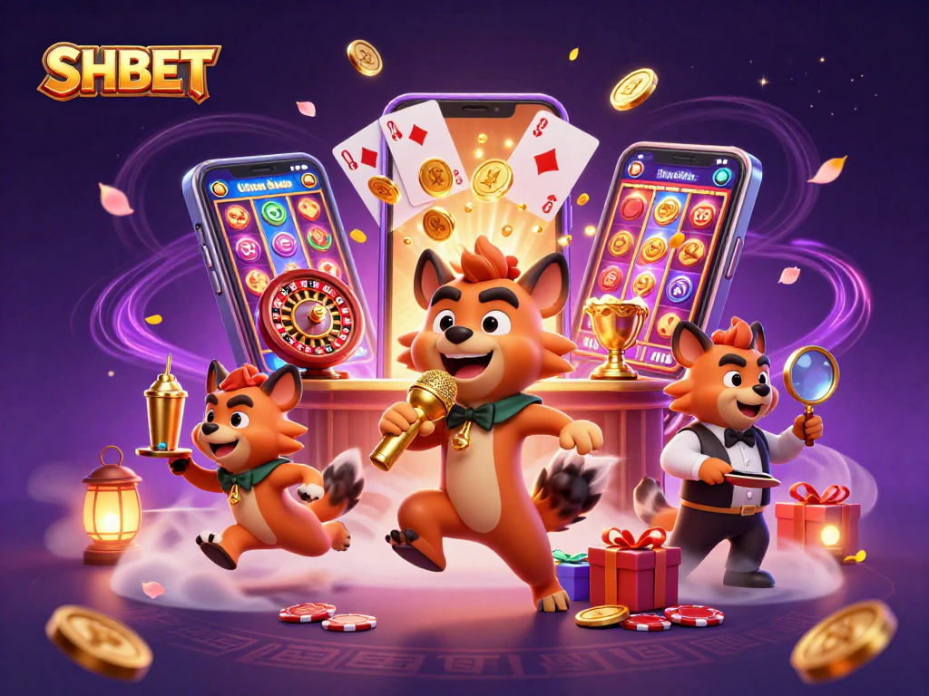 Experience SHBET's lively comedy casino scene with hyenas mixing drinks and entertaining guests.