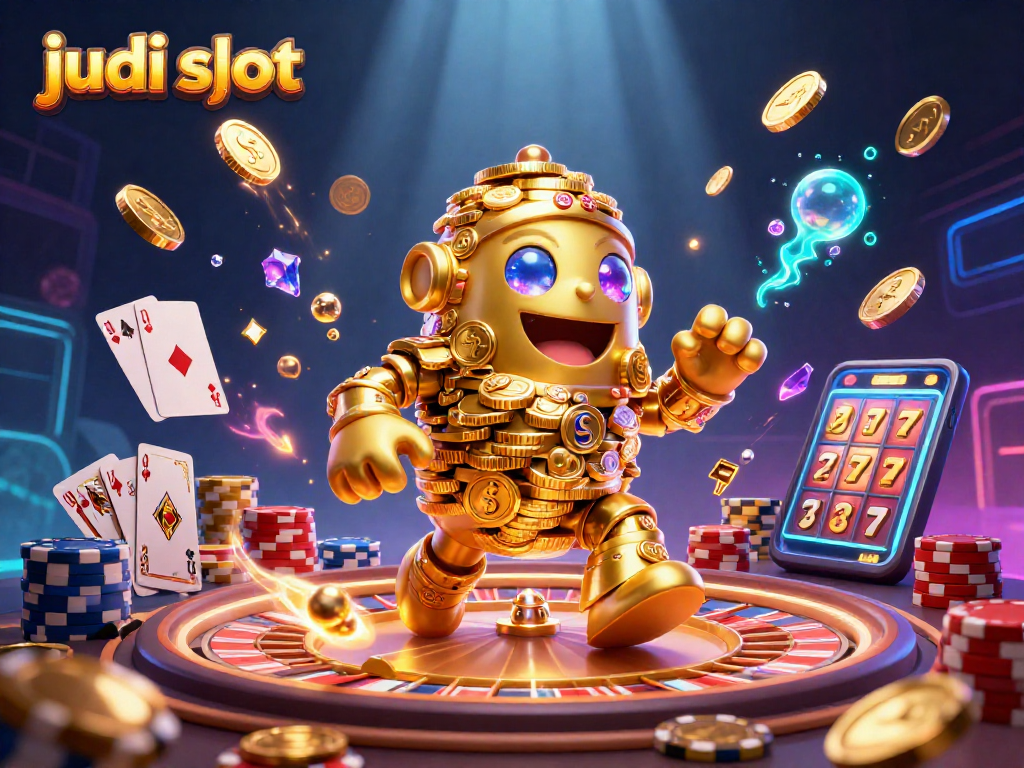 Memenangkan judi slot dengan simbol mesin slot dan koin berlimpah dalam permainan kasino