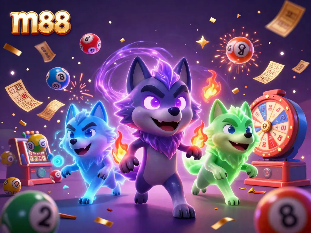 Engage in thrilling m88 experiences with ghostly wolves amidst a dynamic gambling festivity.