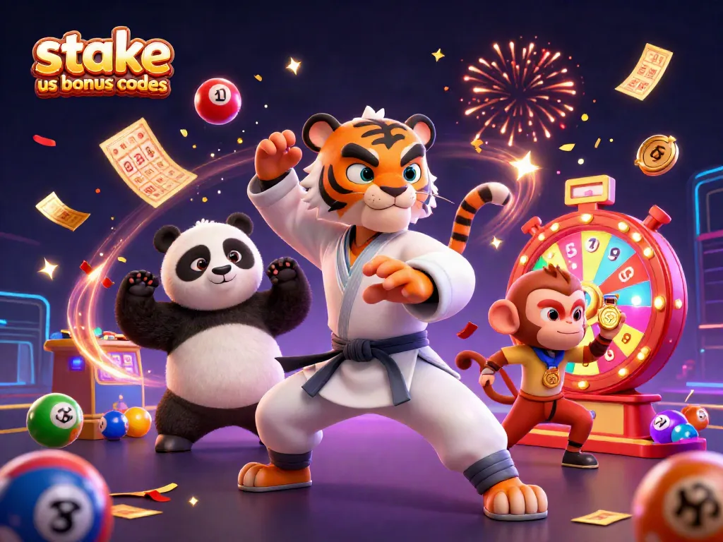 Engage with stake us bonus codes through vibrant casino-themed illustration featuring characters and game elements.