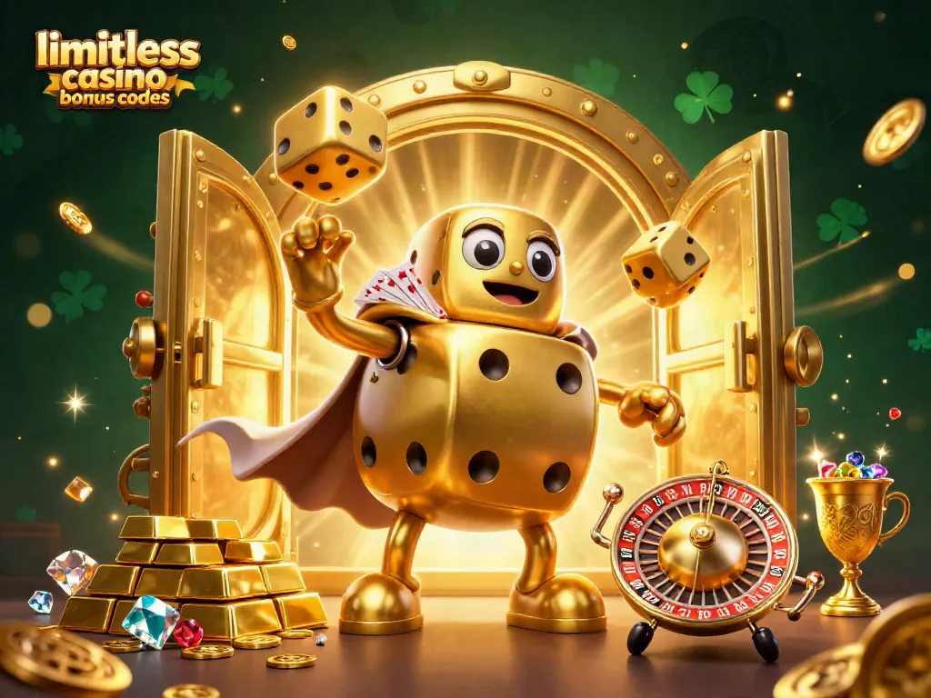 Engage with limitless casino bonus codes through lively characters and vibrant casino-themed elements.