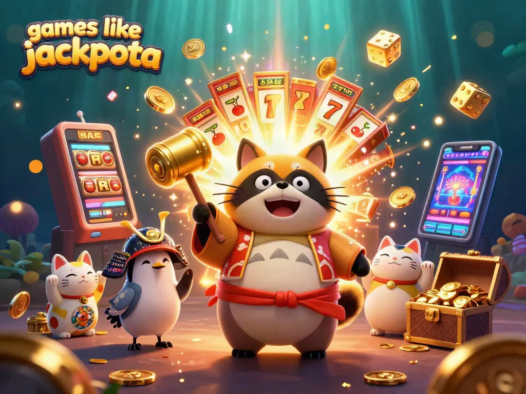 Engage with games like jackpota featuring cheerful tanuki, vibrant slots, and dynamic casino elements.