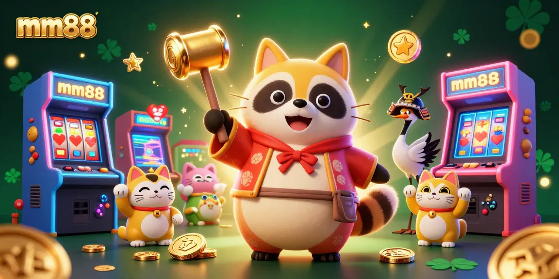Play exciting games and win at MM88 with vibrant animated characters and casino elements.