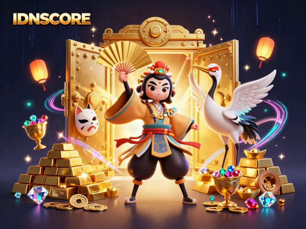 Experience thrilling action with IDNSCORE featuring kabuki warriors, riches, and magical elements.