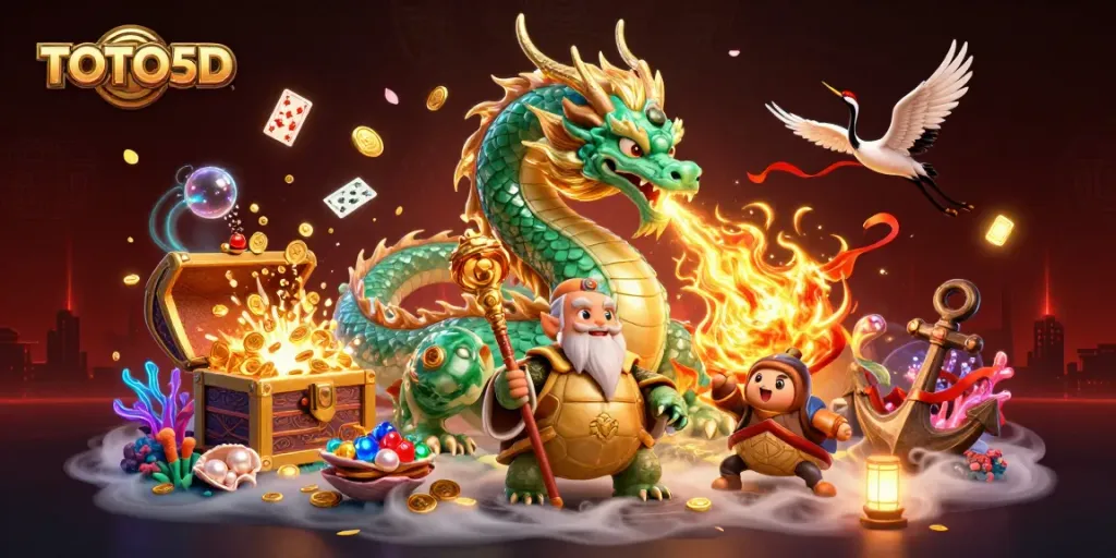 Experience the excitement of TOTO5D with rich visuals of a jade dragon and treasures!