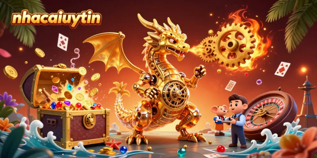 Experience winning strategies with nhacaiuytin in this captivating casino-themed illustration.