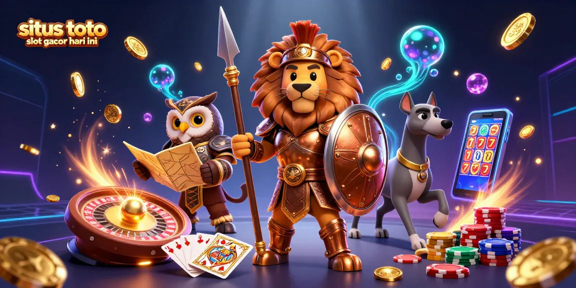 Experience thrilling gameplay at situs toto slot gacor hari ini with vibrant 3D digital illustration featuring iconic casino elements.