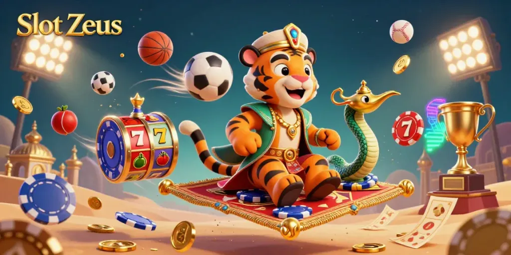 Menangkan jackpot di Slot Zeus dengan sultan harimau dan permainan slot yang berkilau.